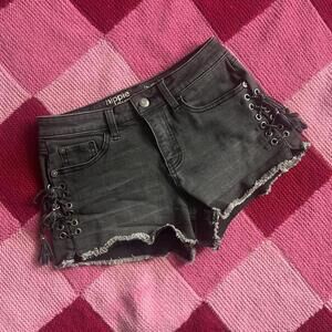boho black tassel high waisted shorts